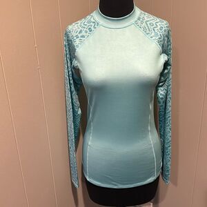 LIV Outdoor pastel aqua rash guard stretch print sleeve swim top/cover up Small